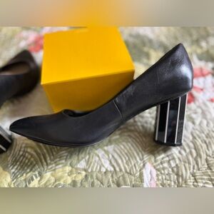 Alfani Elegant Black Heels with Striped Block Design